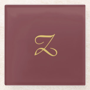 Wine Gold Monogram Professional Trendy Modern Glass Coaster