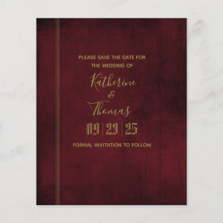 Wine & Gold Regal Save The Date Budget Flyer