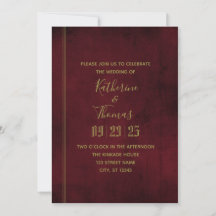 Wine & Gold Regal Wedding Invitation