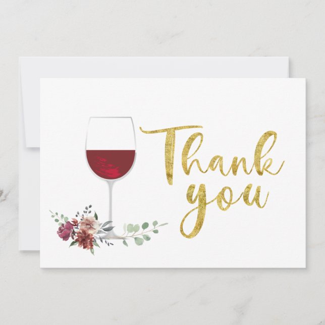 wine gold Thank You Card (Front)