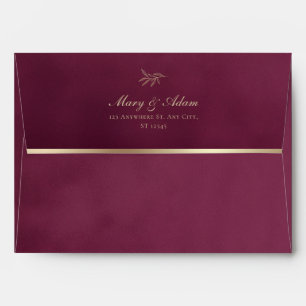 Wine & Gold Velvet Texture Wedding Envelope