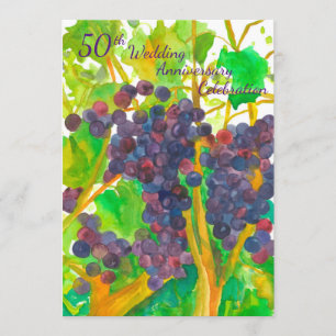 Wine Grapes 50th Wedding Anniversary Party Invite