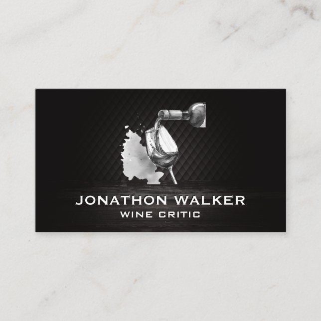 Wine Grapes and a Bottle of Wine Pour Business Card (Front)