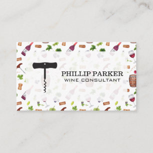 Wine Grapes and Corks Pattern Business Card