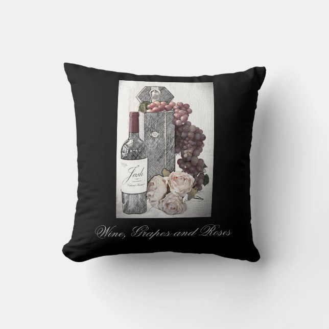 Wine, Grapes and Roses Cushion (Front)