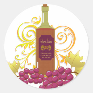 Wine & Grapes Classic Round Sticker