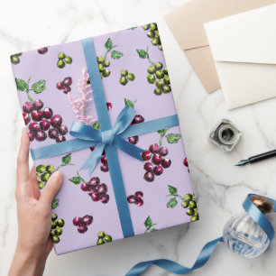 Wine Grapes Elegant Hand-Illustrated Watercolor Wrapping Paper