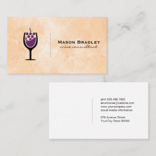 Wine Grapes Glass Logo  Business Card