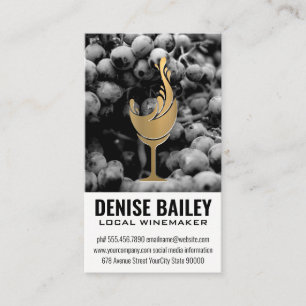 Wine Grapes   Gold Wine Glass Icon Business Card