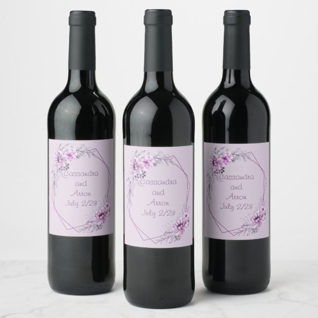 Wine Grapes Personalized Flowers Purple Label (Bottles)