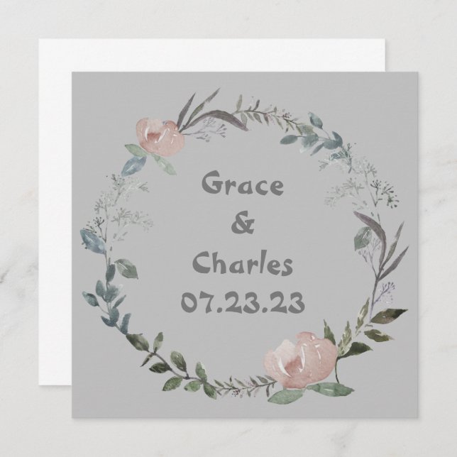 Wine Grapes Personalized Flowers Red White Invitation (Front/Back)