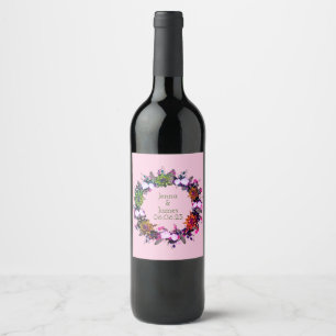 Wine Grapes Personalized Flowers Red White Label