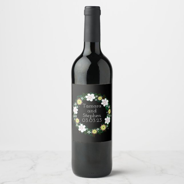 Wine Grapes Personalized Flowers Red White Label (Front)
