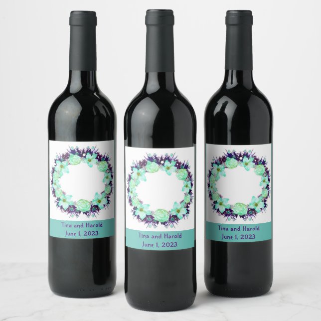 Wine Grapes Personalized Flowers Red White Label (Bottles)