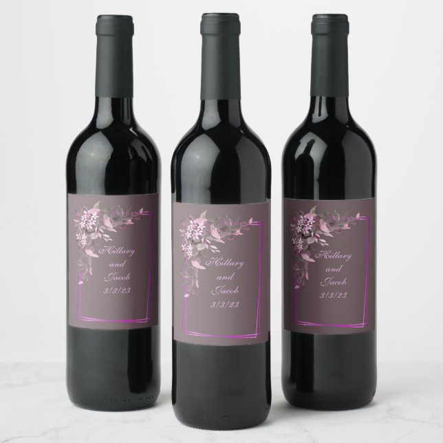 Wine Grapes Personalized Flowers Red White Wine Label (Bottles)