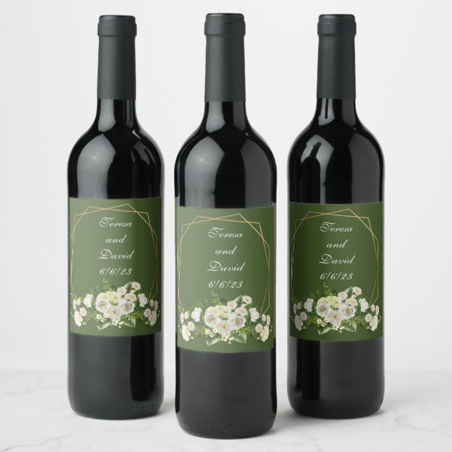 Wine Grapes Personalized Flowers Red White Wine Label (Bottles)