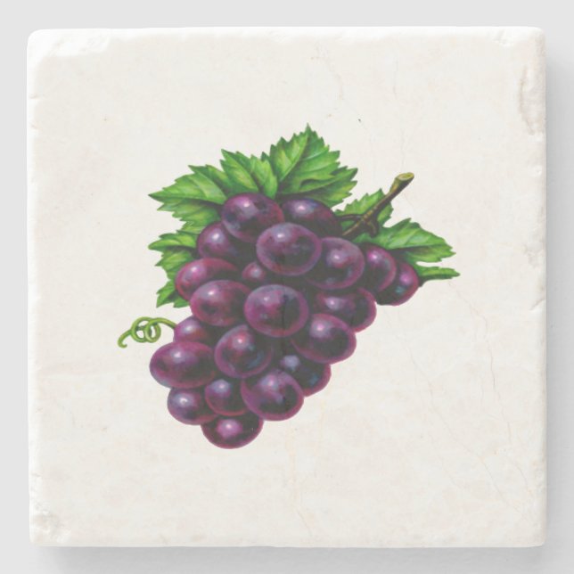Wine Grapes Purple Stone Coaster (Front)