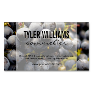 Wine Grapes Sommelier Magnetic Business Card