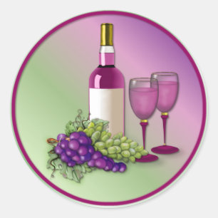 Wine & Grapes Toast Classic Round Sticker