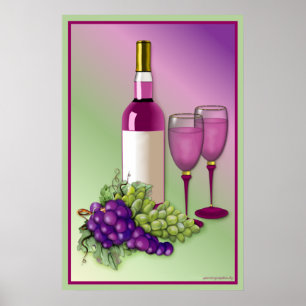 Wine & Grapes Toast Poster