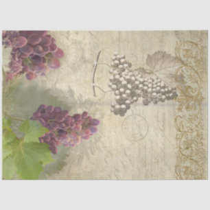 Wine Grapes Vineyard Winery Script Decoupage Art   Tissue Paper