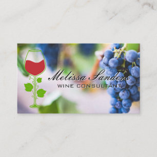 Wine Grapes   Wine Glass and Vines  Business Card