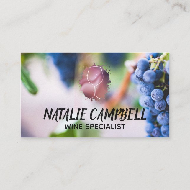 Wine Grapes | Wine Glass  Business Card (Front)