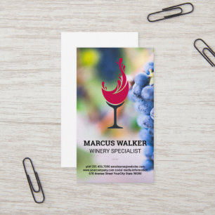Wine Grapes   Wine Glass Splash Business Card