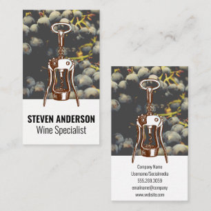 Wine Grapes   Wine Opener Business Card
