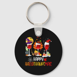 Wine Halloween Thanksgiving Christmas Happy Hallot Key Ring
