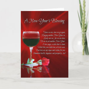 Wine Happy New Year, New Year's Day Blessing Holiday Card
