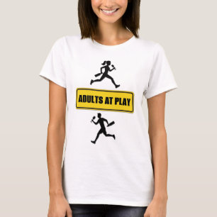 Wine Humor Adults at Play Yellow Road Sign T-Shirt