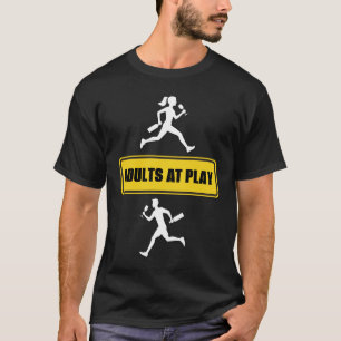 Wine Humor Adults at Play Yellow Road Sign T-Shirt