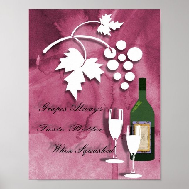 Wine Humor Purple White Art Print Poster (Front)