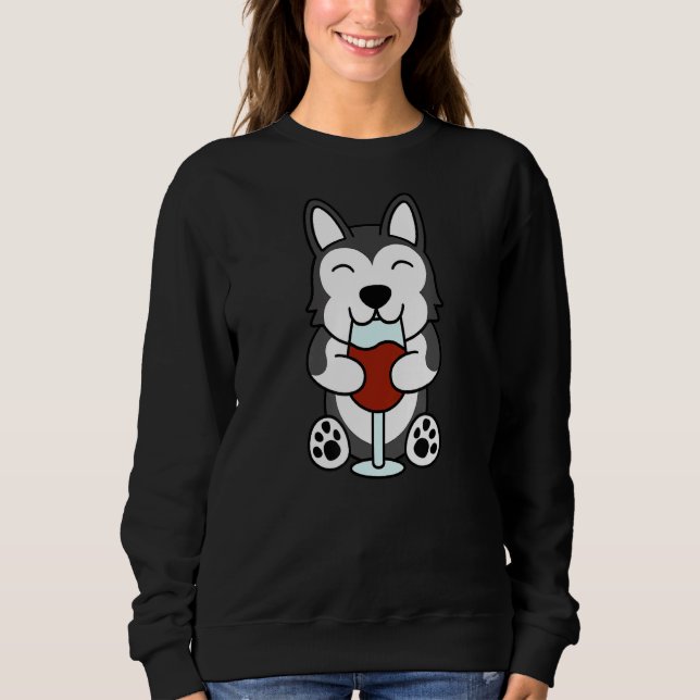 Wine   Husky Dog Sweatshirt (Front)