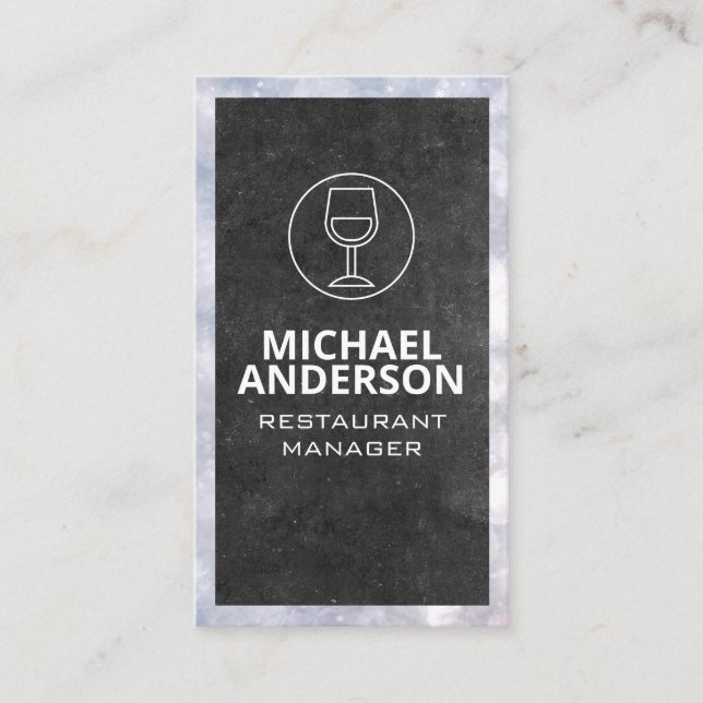 Wine Icon | Rock Background Business Card (Front)