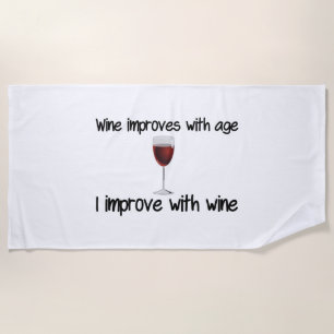wine improves with age beach towel