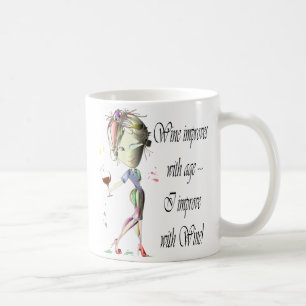 Wine improves with age, humorous art gifts coffee mug