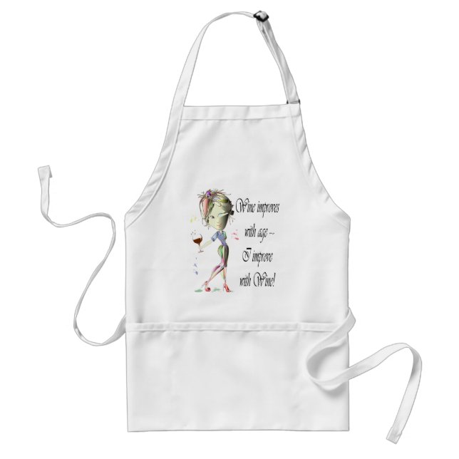 Wine improves with age, humorous Women and Wine Standard Apron (Front)