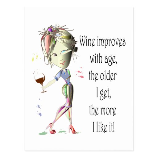 Wine Improves with Age, Humourous Wine Gifts Postcard