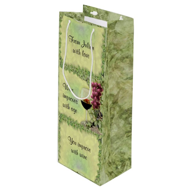Wine improves with Age - You improve with Wine Gift Bag (Front Angled)