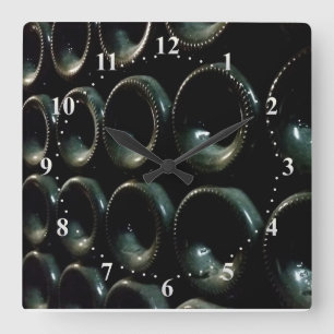 Wine in line square wall clock