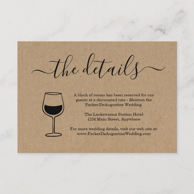 Wine Information Details Enclosure Card (Front)