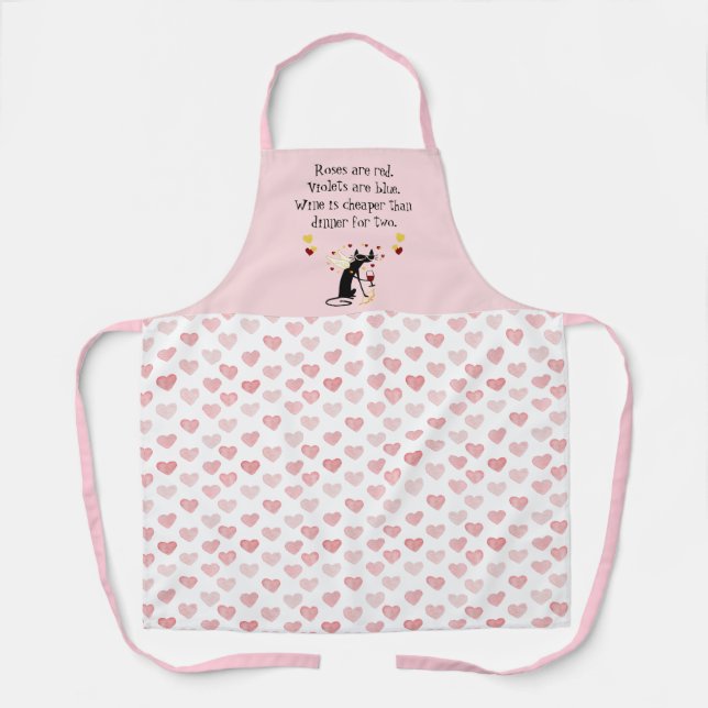 Wine Is Cheaper than Dinner for Two Valentine Apron (Front)