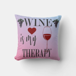 Wine Is My Therapy Throw Pillow