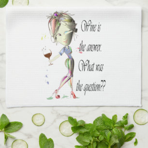 Wine is the Answer - what was the question?? Tea Towel