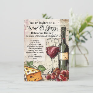 Wine & Jazz Rehearsal Dinner Invitation