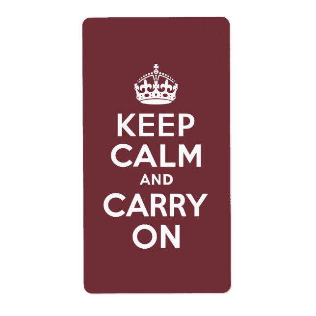 Wine Keep Calm and Carry On (Front)