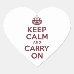 Wine Keep Calm and Carry On Heart Sticker