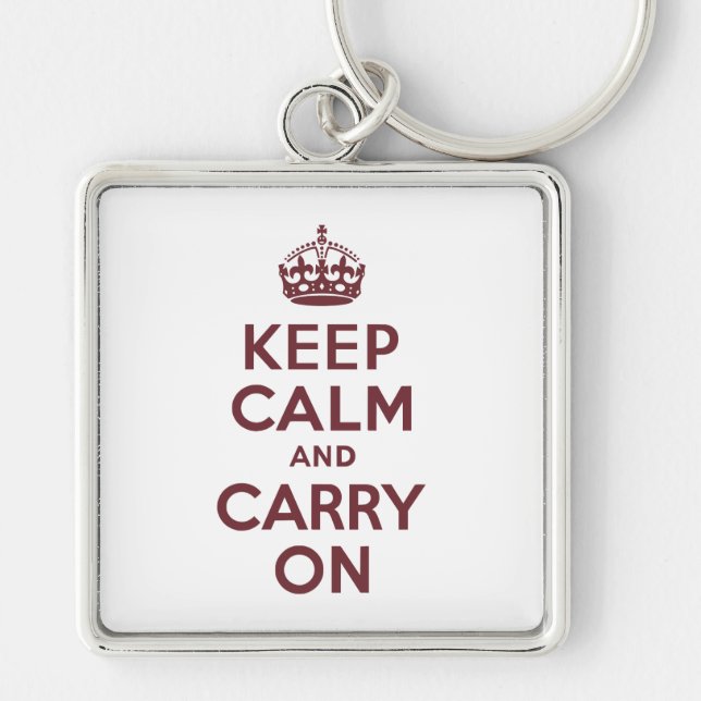 Wine Keep Calm and Carry On Key Ring (Front)